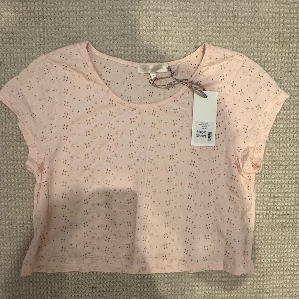 Love shack fancy Pink Eyelet Crop Top